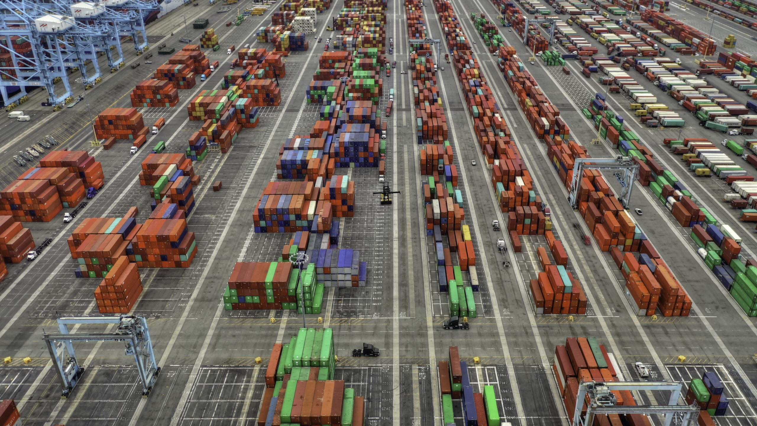 aerial shot large shipping containers area scaled
